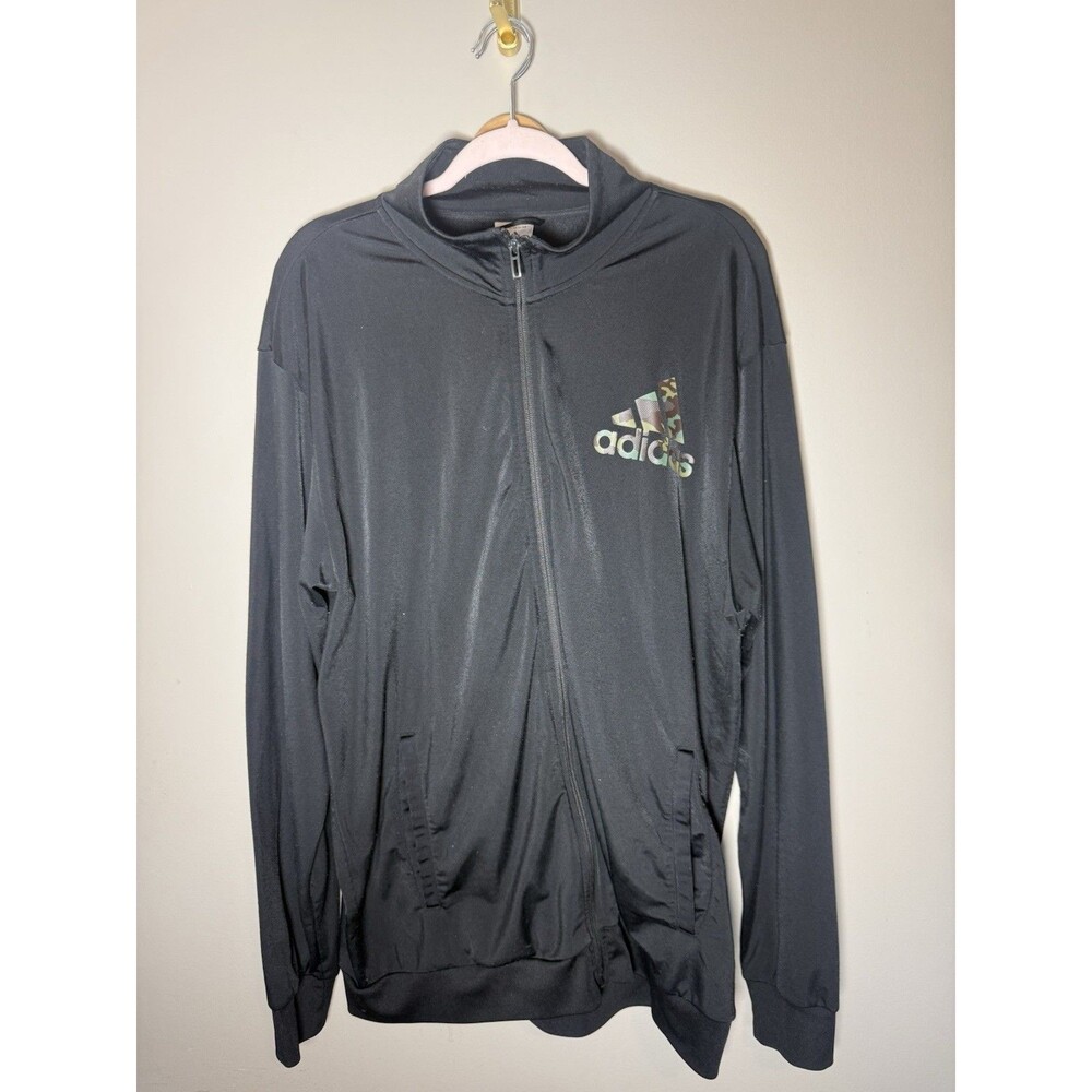 Adidas Camo Tricot Track Jacket HY3081 Mens Size XL Black Full Zip